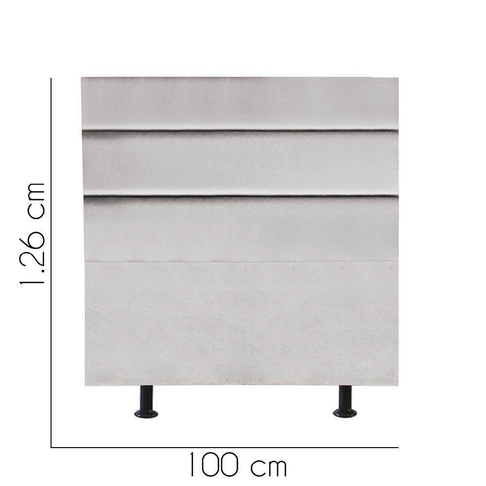 Cabeceira Estofada Cama Box Solteiro 100cm Argentina Suede Cinza Claro- Mabe Magazine - 3