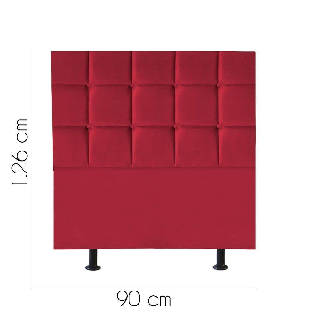 Cabeceira Estofada Cama Box Solteiro 90cm Espanha Suede Vermelho- Mabe Magazine - 2