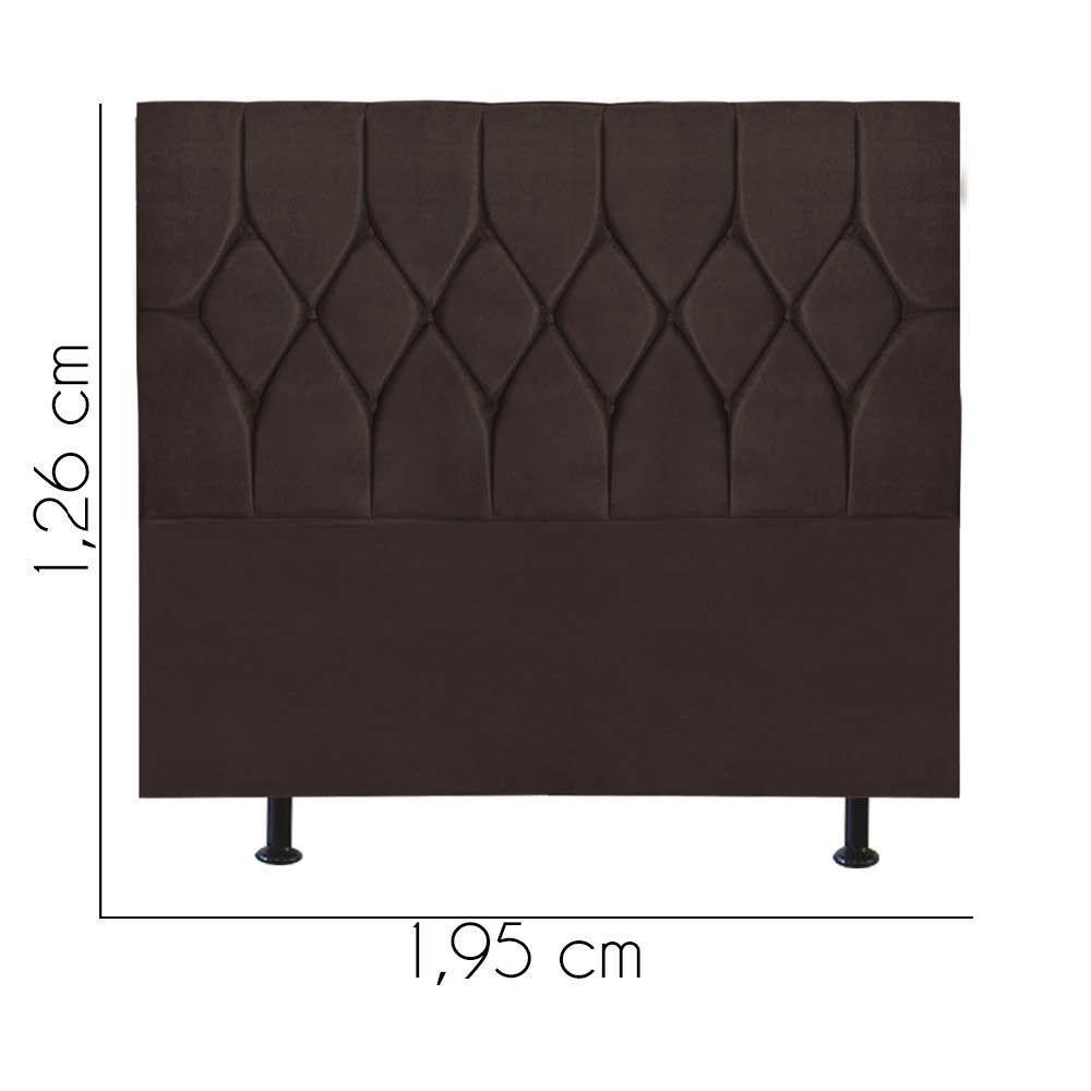 Cabeceira Estofada Cama Box King 195cm Istambul Suede Marrom- Mabe Magazine - 3