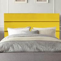 Cabeceira Estofada Cama Box King 195cm Argentina Suede Amarelo- Mabe Magazine - 1