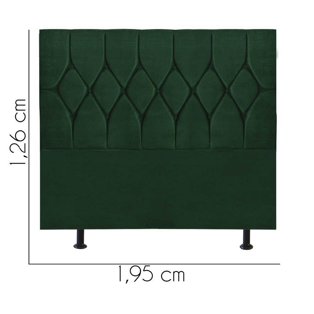 Cabeceira Estofada Cama Box King 195cm Istambul Suede Verde- Mabe Magazine - 3