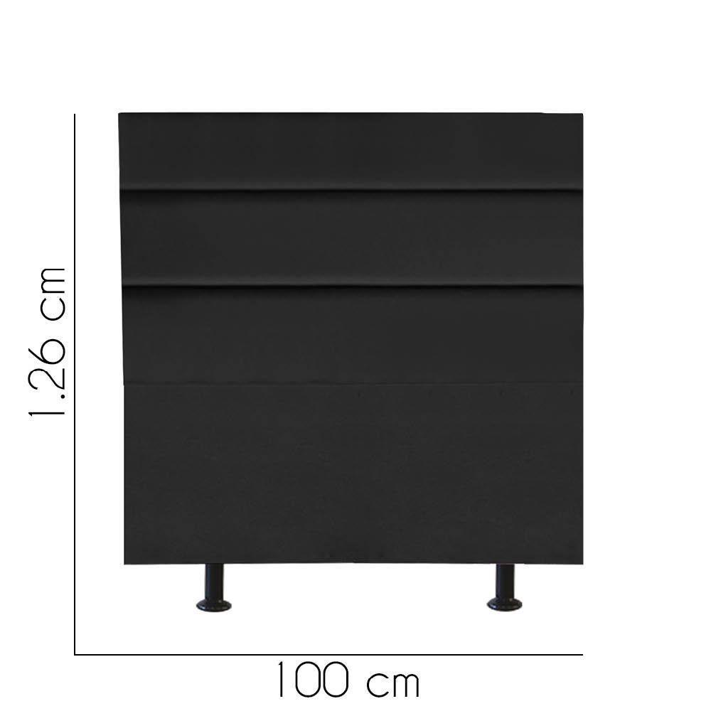 Cabeceira Estofada Cama Box Solteiro 100cm Argentina Suede Preto- Mabe Magazine - 3