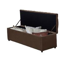 Kit Painel Cabeceira Com Bau Calçadeira Dubai 1,58m Para Cama Queen Size Suede Marrom - Aurora Line - 4