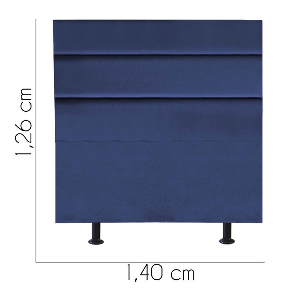 Cabeceira Estofada Cama Box Casal 140cm Argentina Suede Azul- Mabe Magazine - 3