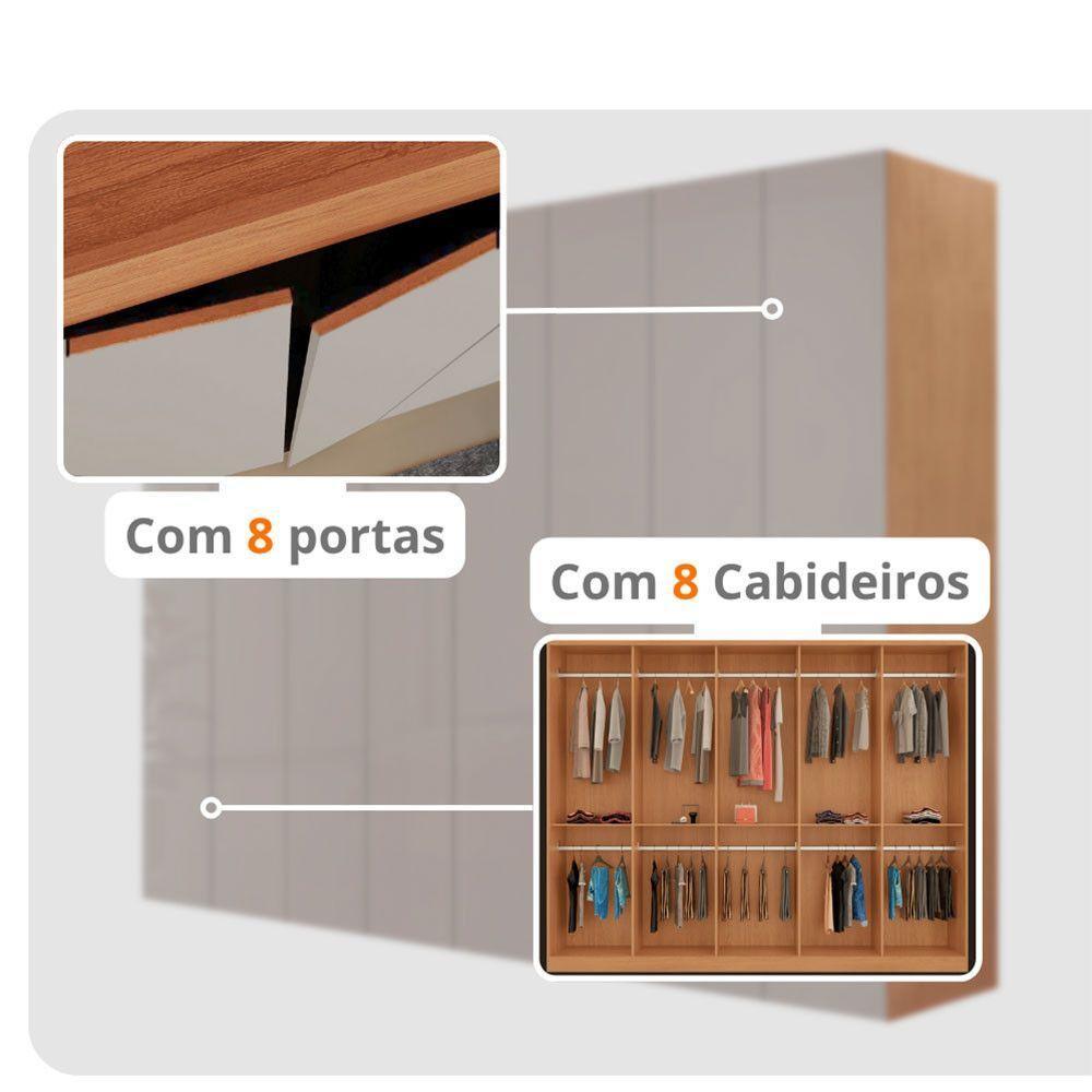 Guarda Roupa Casal Atacama Em Mdf 8 Portas 8 Cabideiros - 3