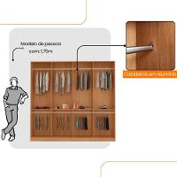 Guarda Roupa Casal Atacama Em Mdf 8 Portas 8 Cabideiros - 6