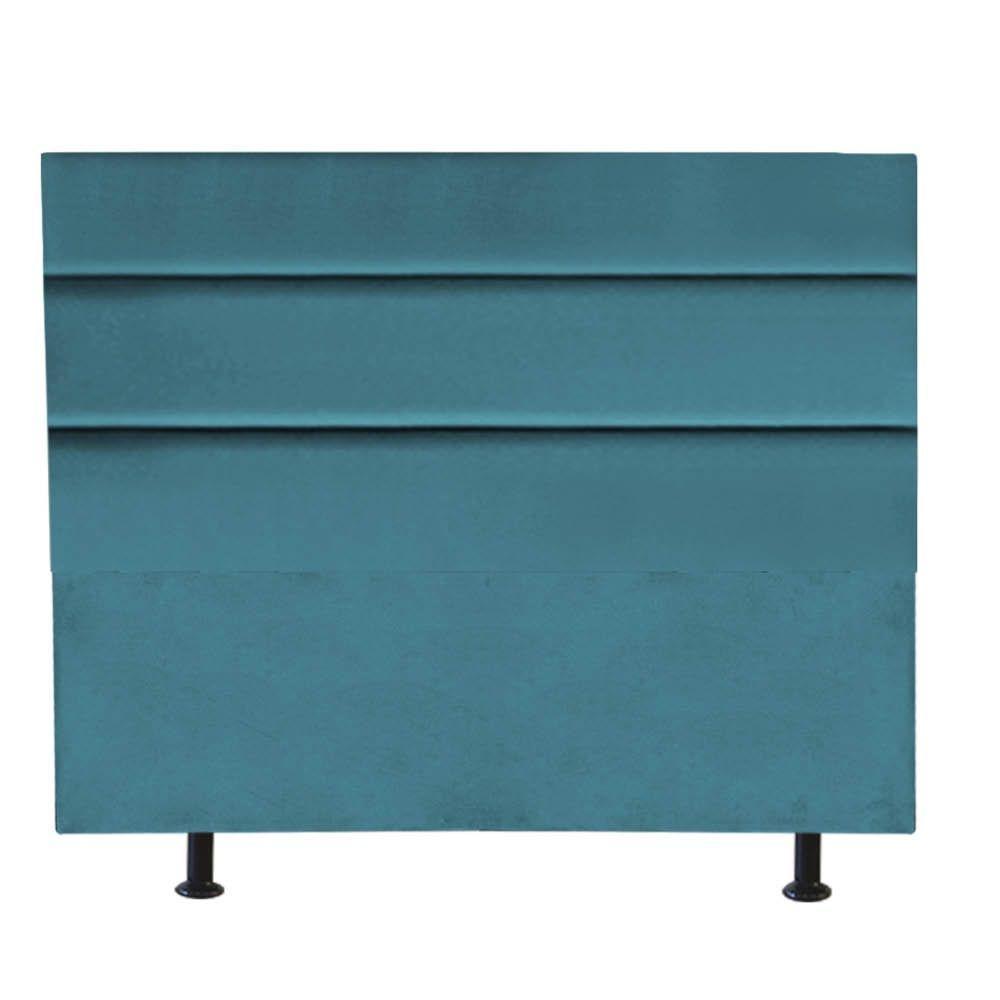 Cabeceira Estofada Cama Box Casal 140cm Argentina Suede Azul Turquesa- Mabe Magazine - 2