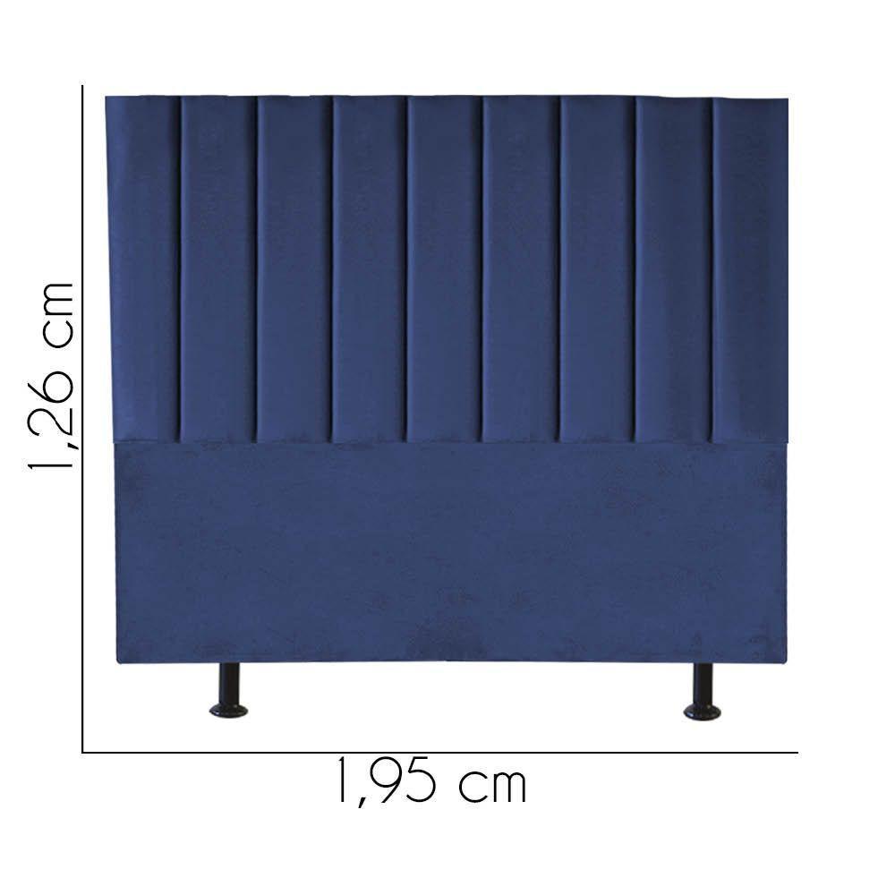 Cabeceira Estofada Carla 195cm King Size Para Cama Colchão Box Quarto Suede Azul Marinho - Aurora Line - 3