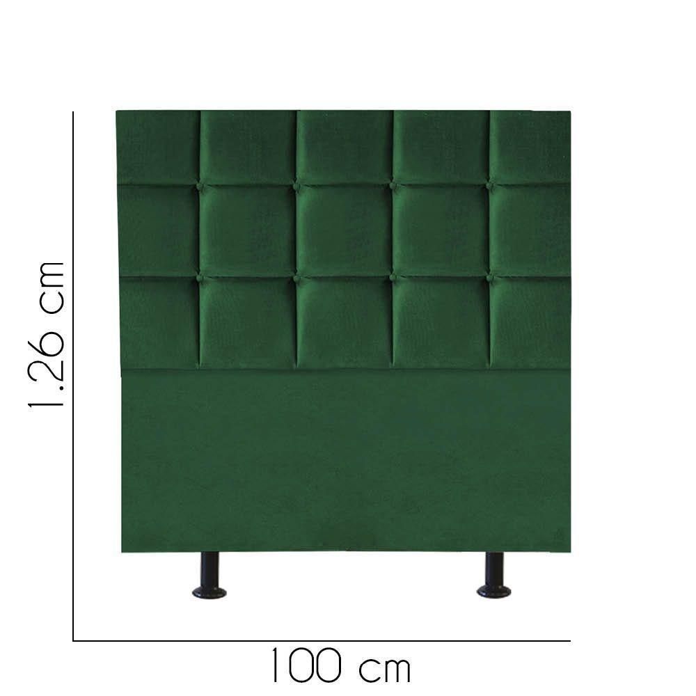 Cabeceira Estofada Cama Box Solteiro 100cm Espanha Suede Verde- Mabe Magazine - 2