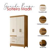 Guarda Roupa Solteiro Madri E Cômoda Vênus Com Pés Freijó Off White - Moval - 3