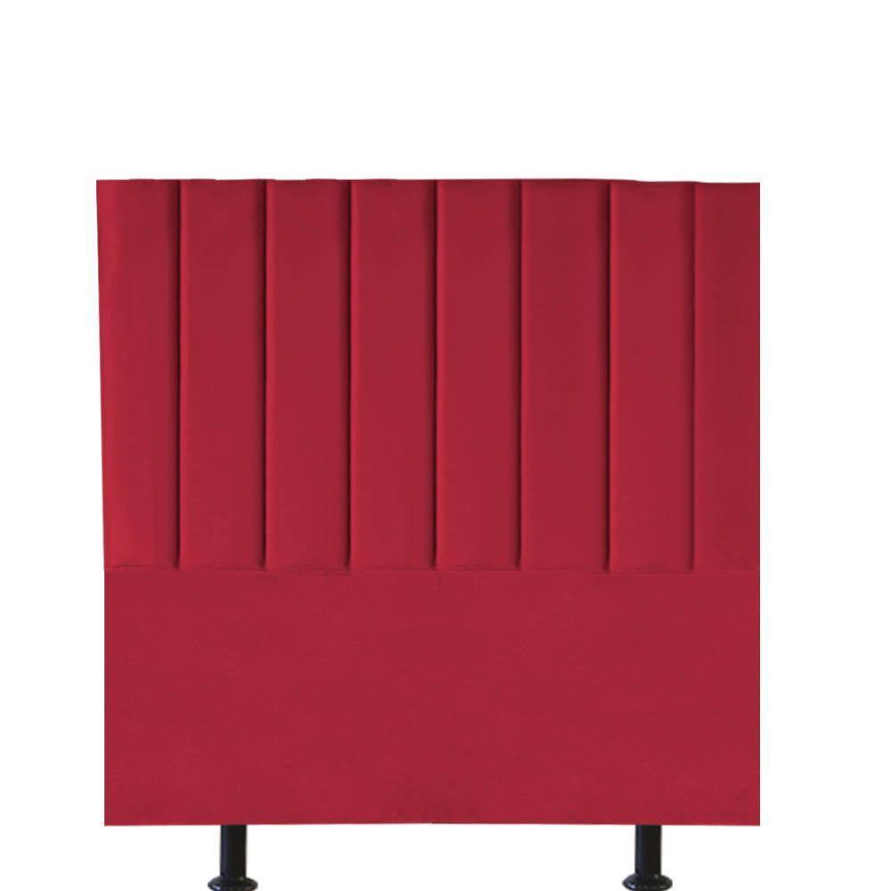 Cabeceira Estofada Carla 90cm Solteiro Para Cama Colchão Box Quarto Corino Vermelho - Aurora Line - 1