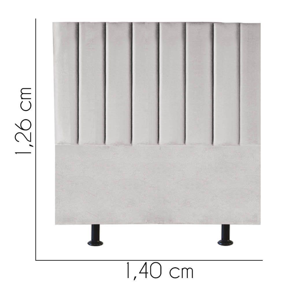Cabeceira Estofada Carla 140cm Casal Para Cama Colchão Box Quarto Suede Cinza Claro - Aurora Line - 3