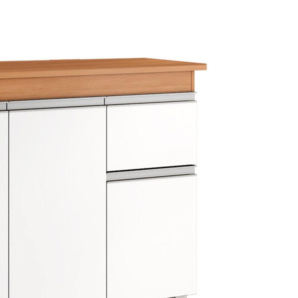 Balcão Gabinete De Pia Para Cozinha Sem Tampo 100cm Tatiane Amêndoa/branco- Mabe Magazine - 3