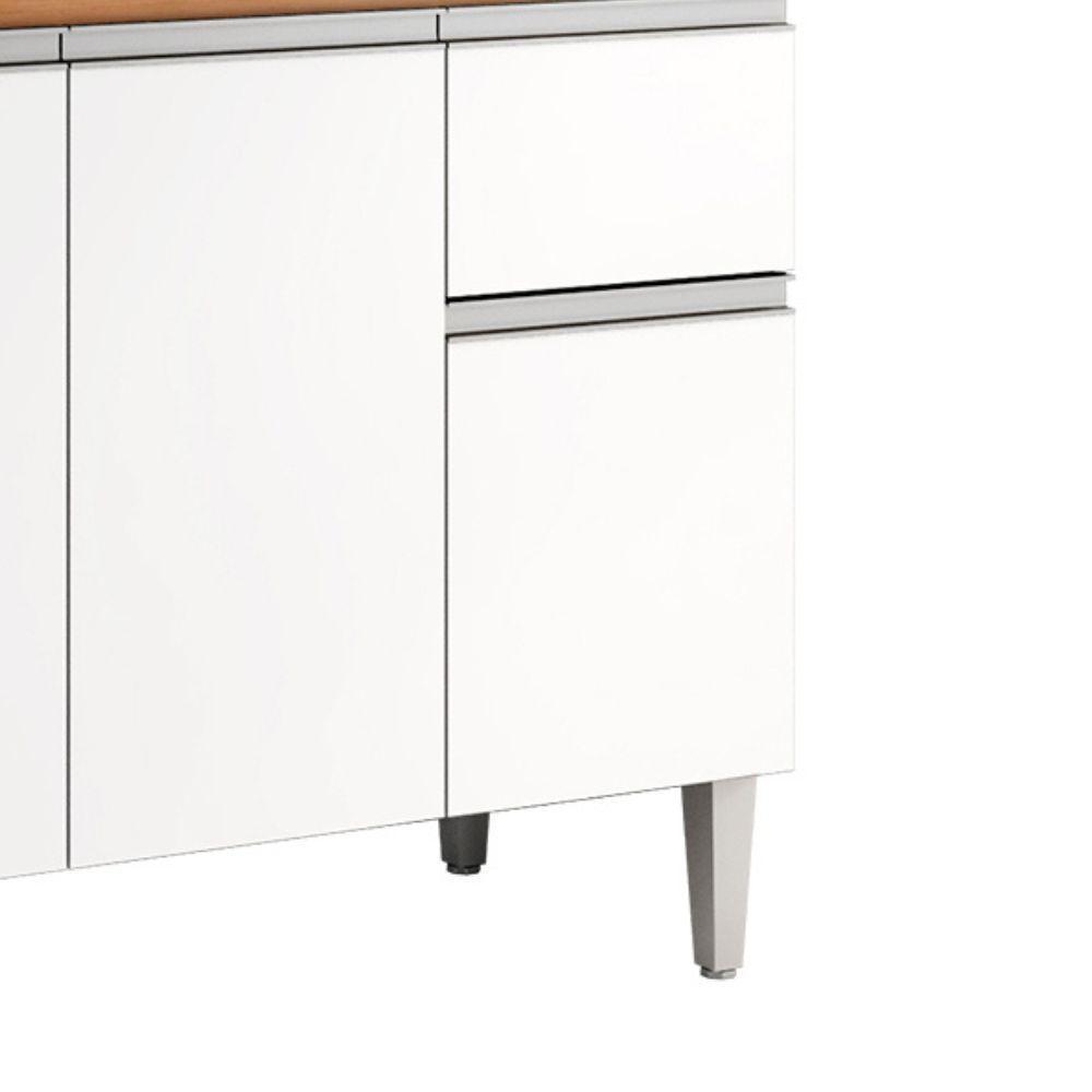 Balcão Gabinete De Pia Para Cozinha Sem Tampo 100cm Tatiane Amêndoa/branco- Mabe Magazine - 4