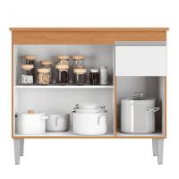 Balcão Gabinete De Pia Para Cozinha Sem Tampo 100cm Tatiane Amêndoa/branco- Mabe Magazine - 5