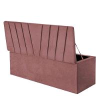 Calçadeira Baú Recamier Estofada Cama De Casal 140cm Bélgica Suede Rose- Mabe Magazine - 2