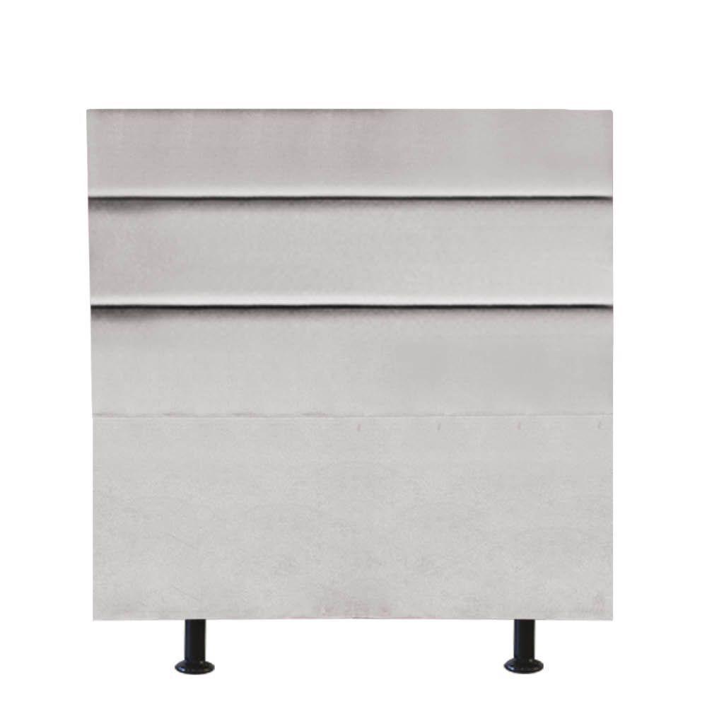 Cabeceira Estofada Cama Box Solteiro 90cm Argentina Corino Cinza Claro- Mabe Magazine - 1