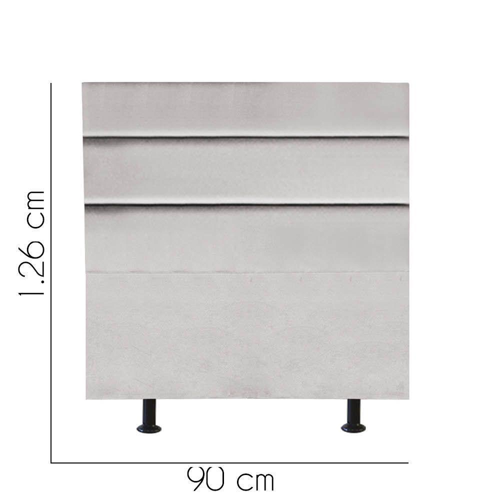 Cabeceira Estofada Cama Box Solteiro 90cm Argentina Corino Cinza Claro- Mabe Magazine - 3