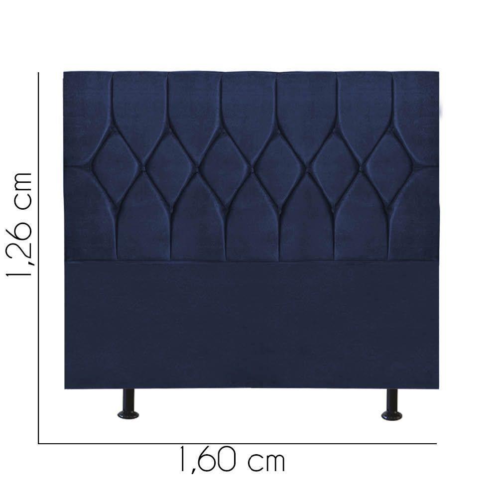 Cabeceira Estofada Cama Box Queen 160cm Istambul Suede Azul- Mabe Magazine - 3