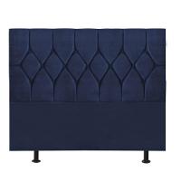 Cabeceira Estofada Cama Box Queen 160cm Istambul Suede Azul- Mabe Magazine - 2