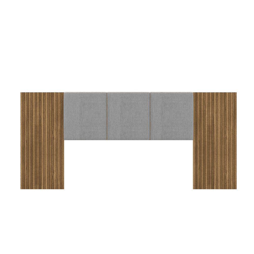 Cabeceira Estofada Cama Box Casal Queen Com Led Dubai Zen Nature Brisa/linho Cinza - Mabe Magazine - 2