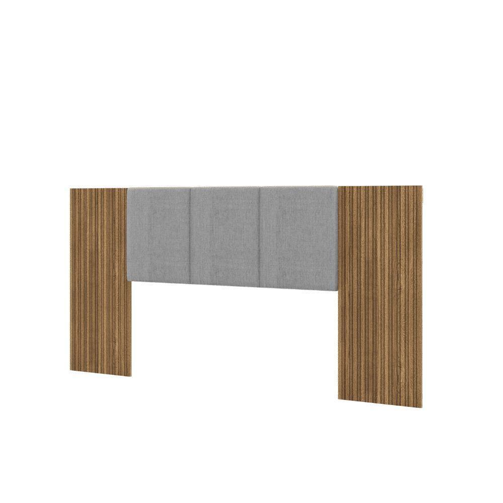 Cabeceira Estofada Cama Box Casal Queen Com Led Dubai Zen Nature Brisa/linho Cinza - Mabe Magazine - 3