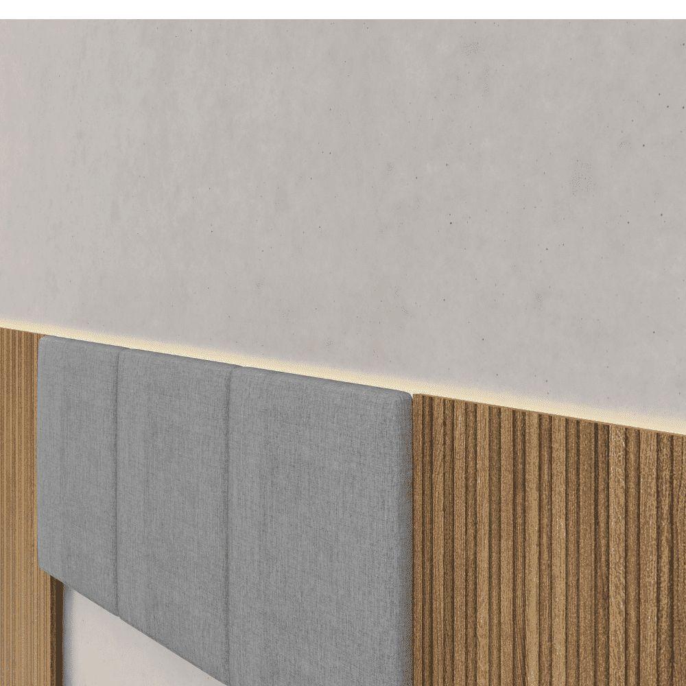 Cabeceira Estofada Cama Box Casal Queen Com Led Dubai Zen Nature Brisa/linho Cinza - Mabe Magazine - 4