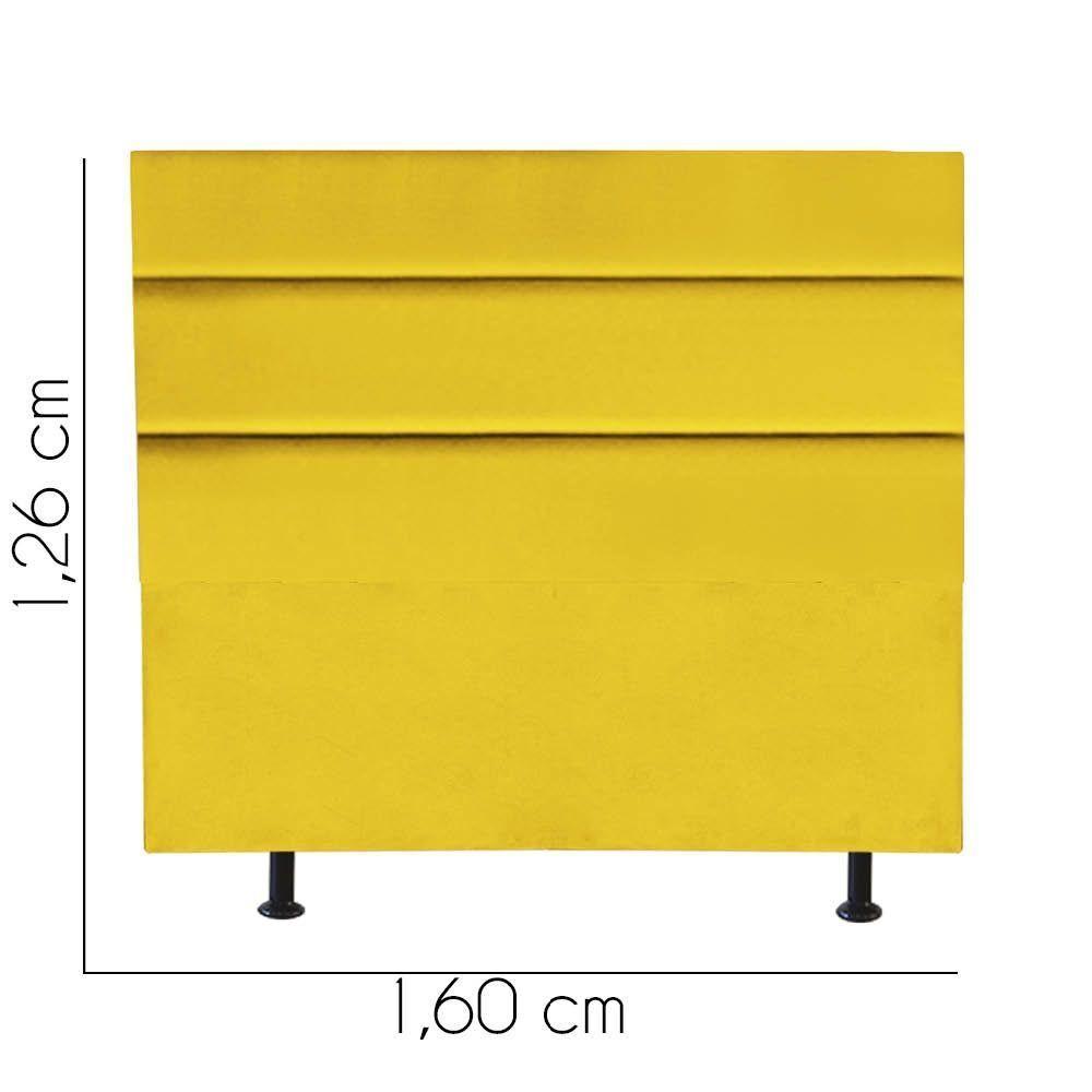Cabeceira Estofada Cama Box Queen 160cm Argentina Suede Amarelo- Mabe Magazine - 3