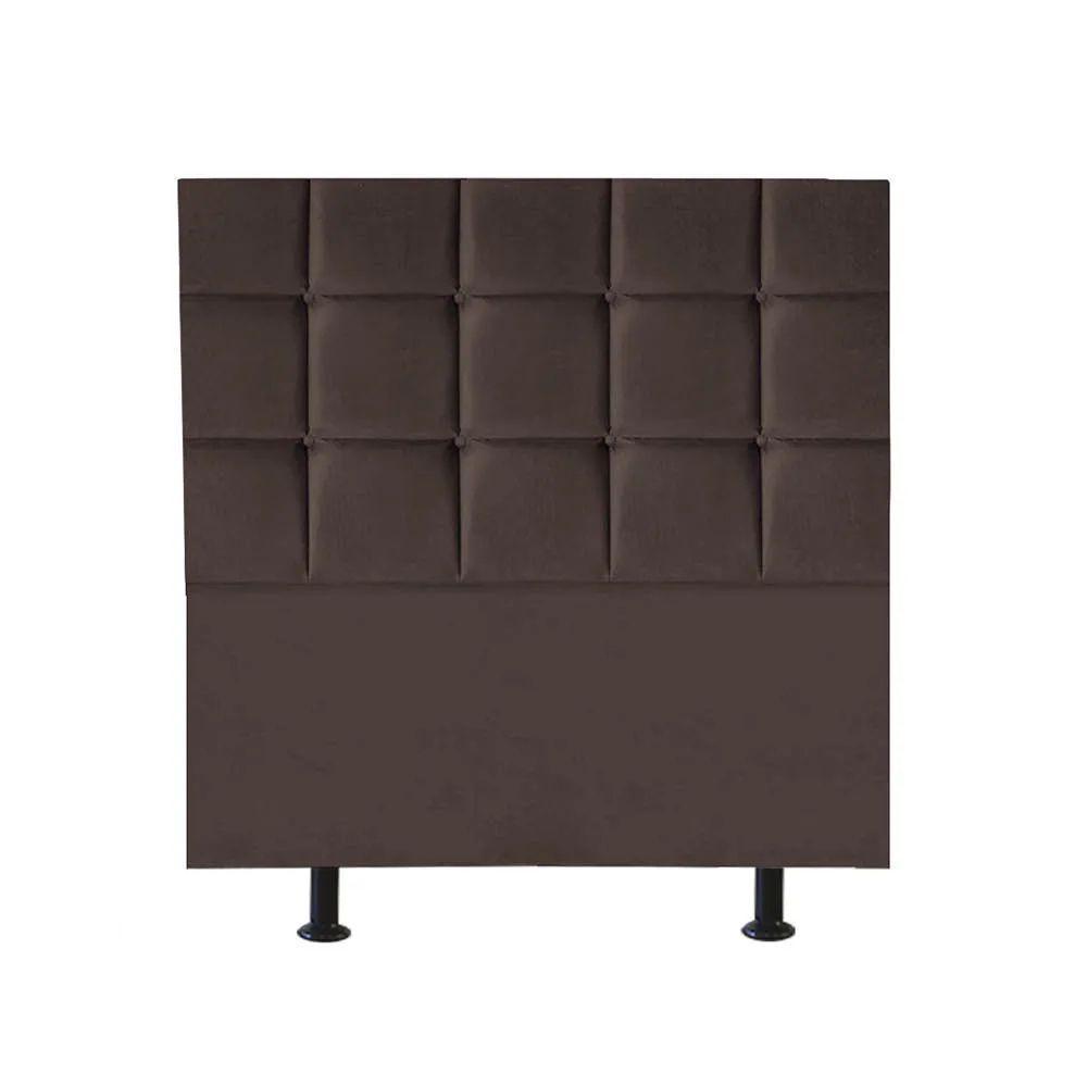 Cabeceira Estofada Cama Box Solteiro 90cm Espanha Suede Marrom- Mabe Magazine - 1