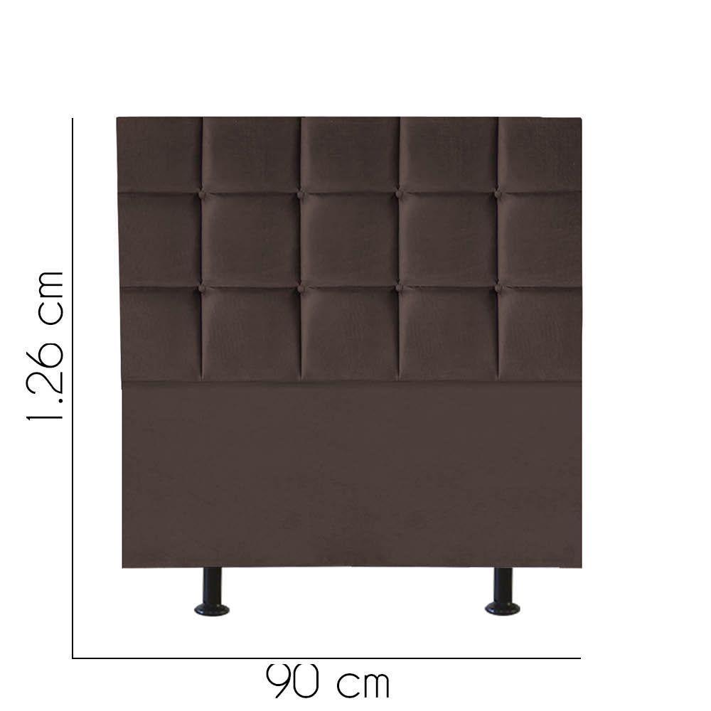 Cabeceira Estofada Cama Box Solteiro 90cm Espanha Suede Marrom- Mabe Magazine - 2