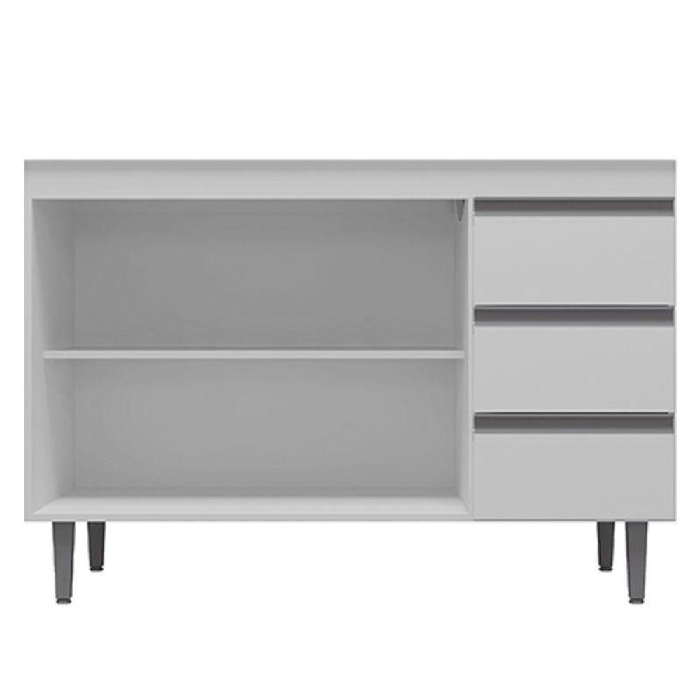 Armário Aéreo 80 Cm Com Balcão De Pia 100 Cm Andréia Branco Brilho - Ajl - 5