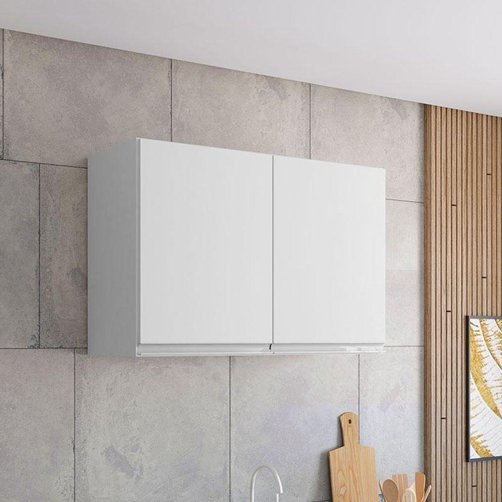 Armário Aéreo 80 Cm Com Balcão De Pia 100 Cm Andréia Branco Brilho - Ajl - 6