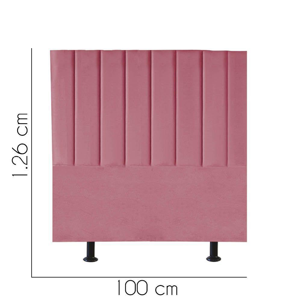 Cabeceira Estofada Carla 100cm Solteiro Para Cama Colchão Box Quarto Suede Rosa Bebê - Aurora Line - 2