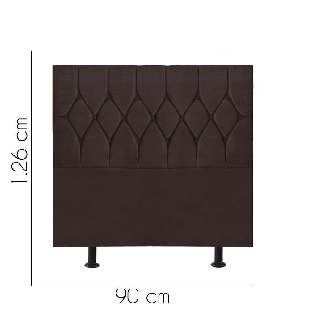 Cabeceira Estofada Cama Box Solteiro 90cm Istambul Suede Marrom- Mabe Magazine - 3