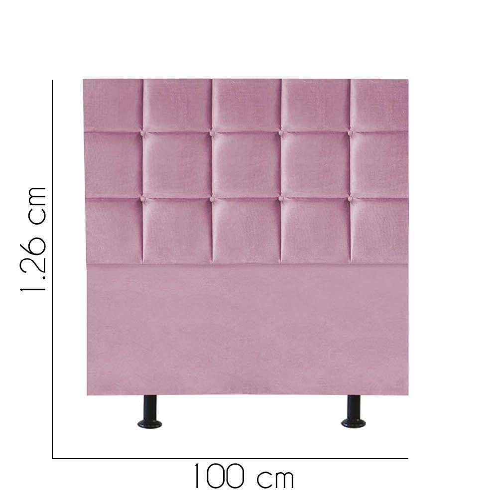 Cabeceira Estofada Cama Box Solteiro 100cm Espanha Suede Rosa Bebe- Mabe Magazine - 2