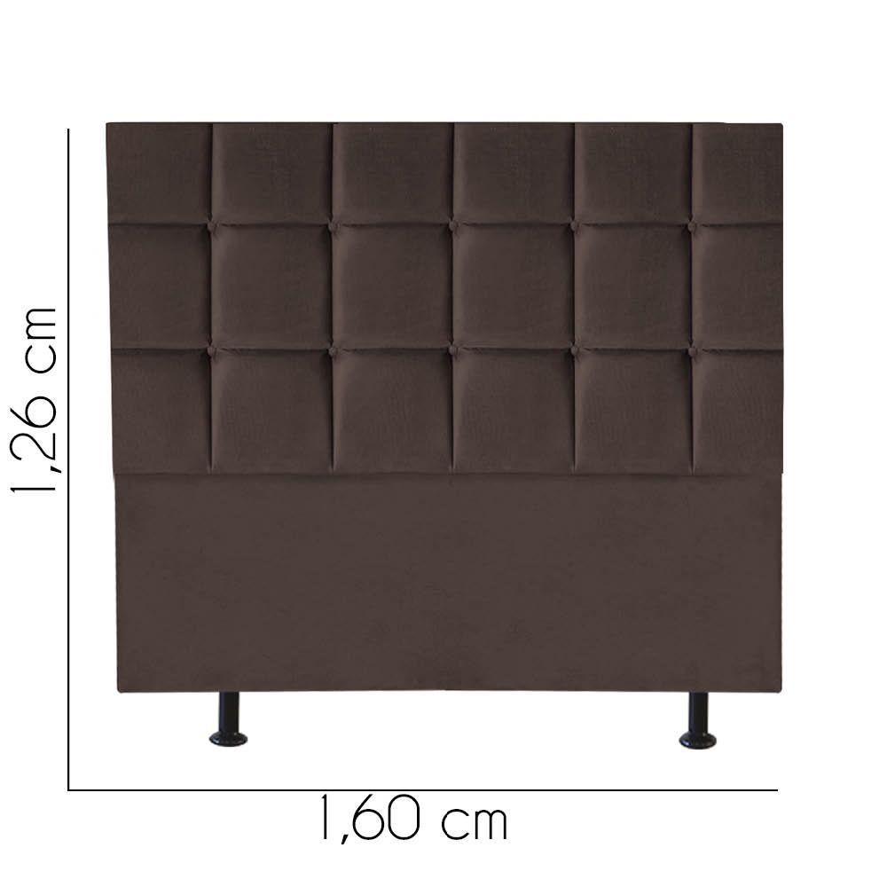 Cabeceira Estofada Cama Box Casal Queen 160cm Espanha Corino Marrom- Mabe Magazine - 2