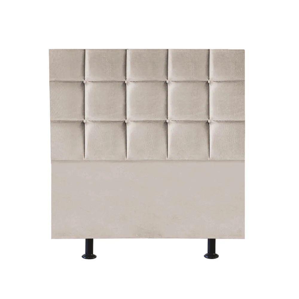 Cabeceira Estofada Cama Box Solteiro 90cm Espanha Corino Bege- Mabe Magazine - 1