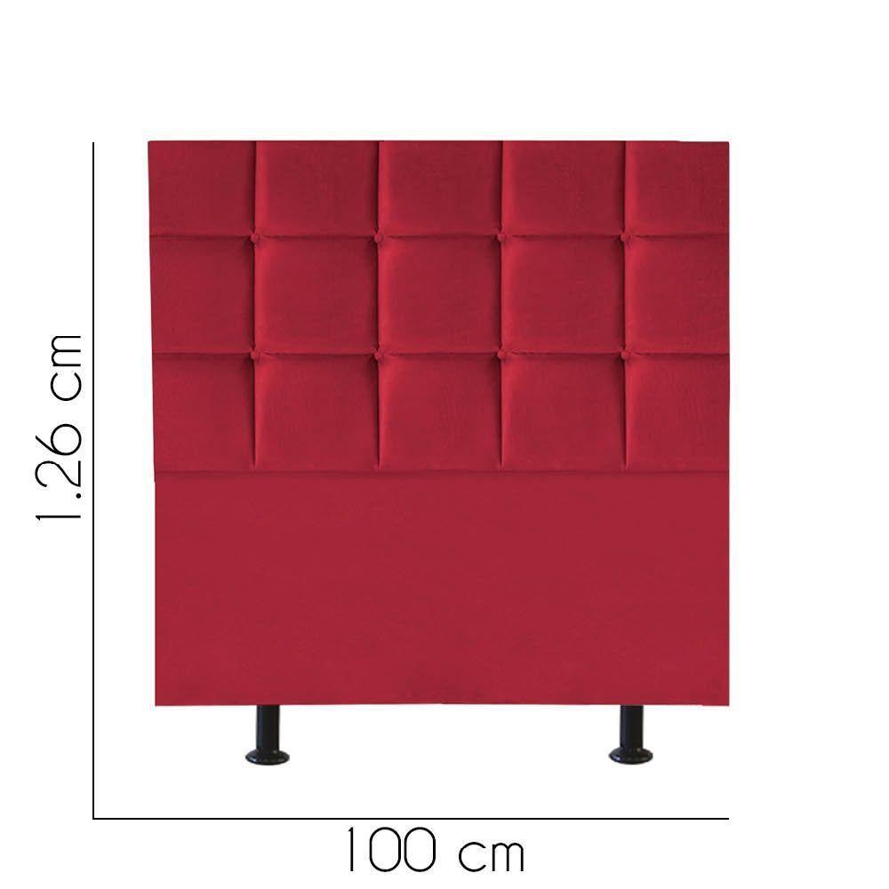 Cabeceira Estofada Cama Box Solteiro 100cm Espanha Corino Vermelho- Mabe Magazine - 2