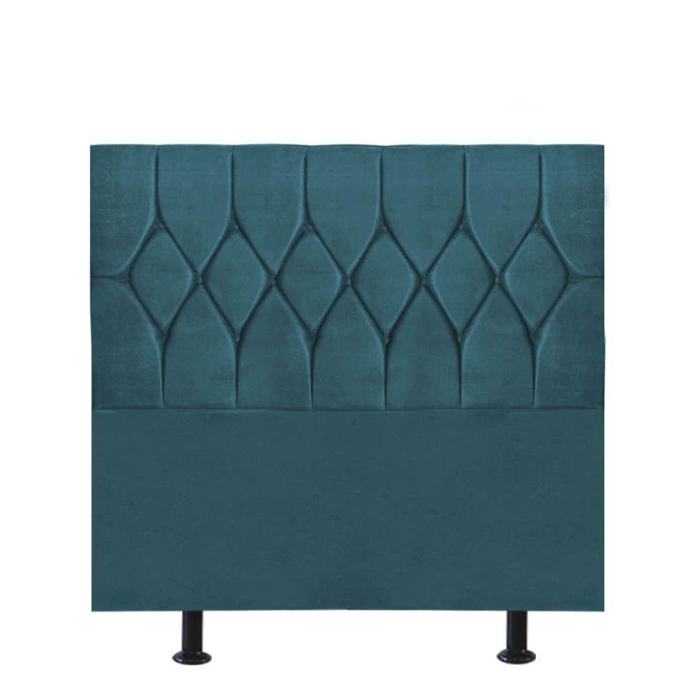 Cabeceira Estofada Cama Box Solteiro 90cm Istambul Suede Azul Turquesa- Mabe Magazine - 1