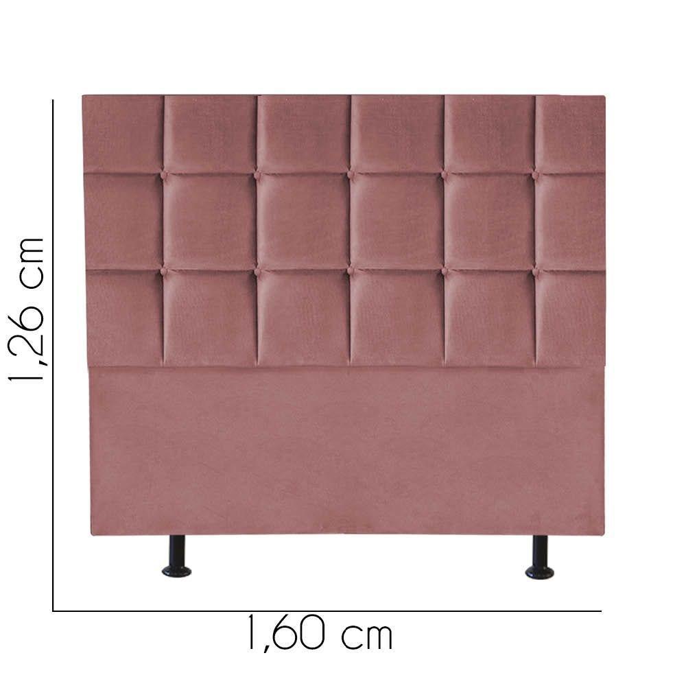 Cabeceira Estofada Cama Box Casal Queen 160cm Espanha Suede Rose- Mabe Magazine - 2