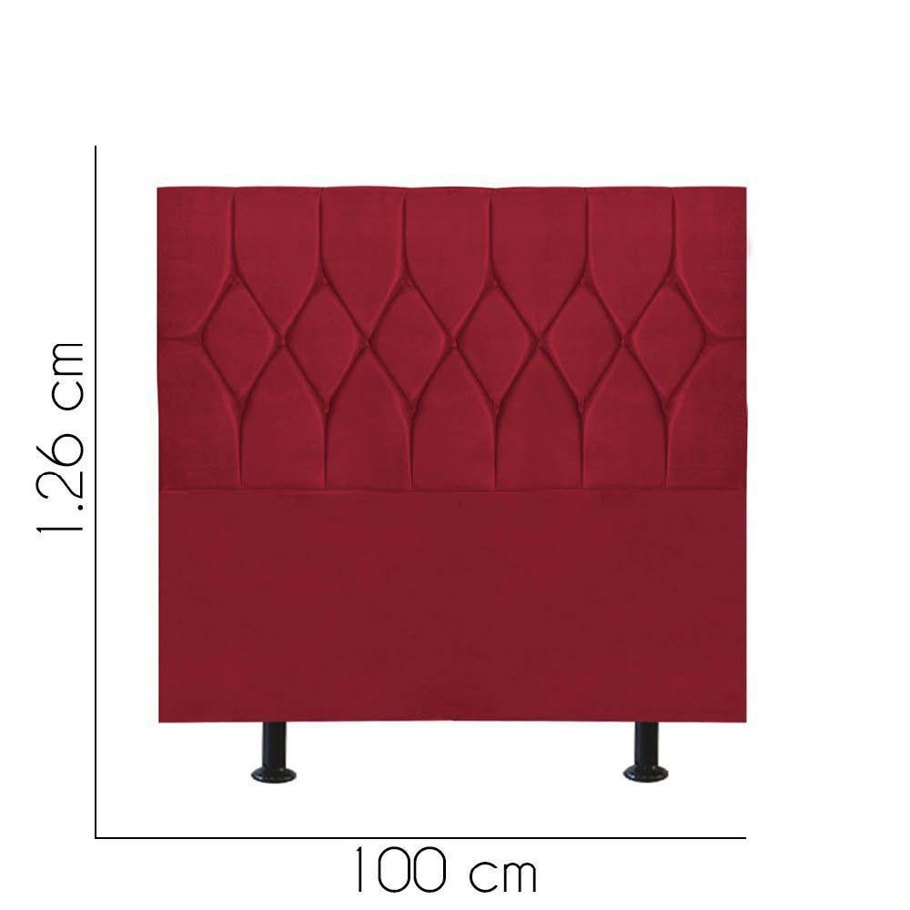 Cabeceira Estofada Cama Box Solteiro 100cm Istambul Suede Vermelho- Mabe Magazine - 3