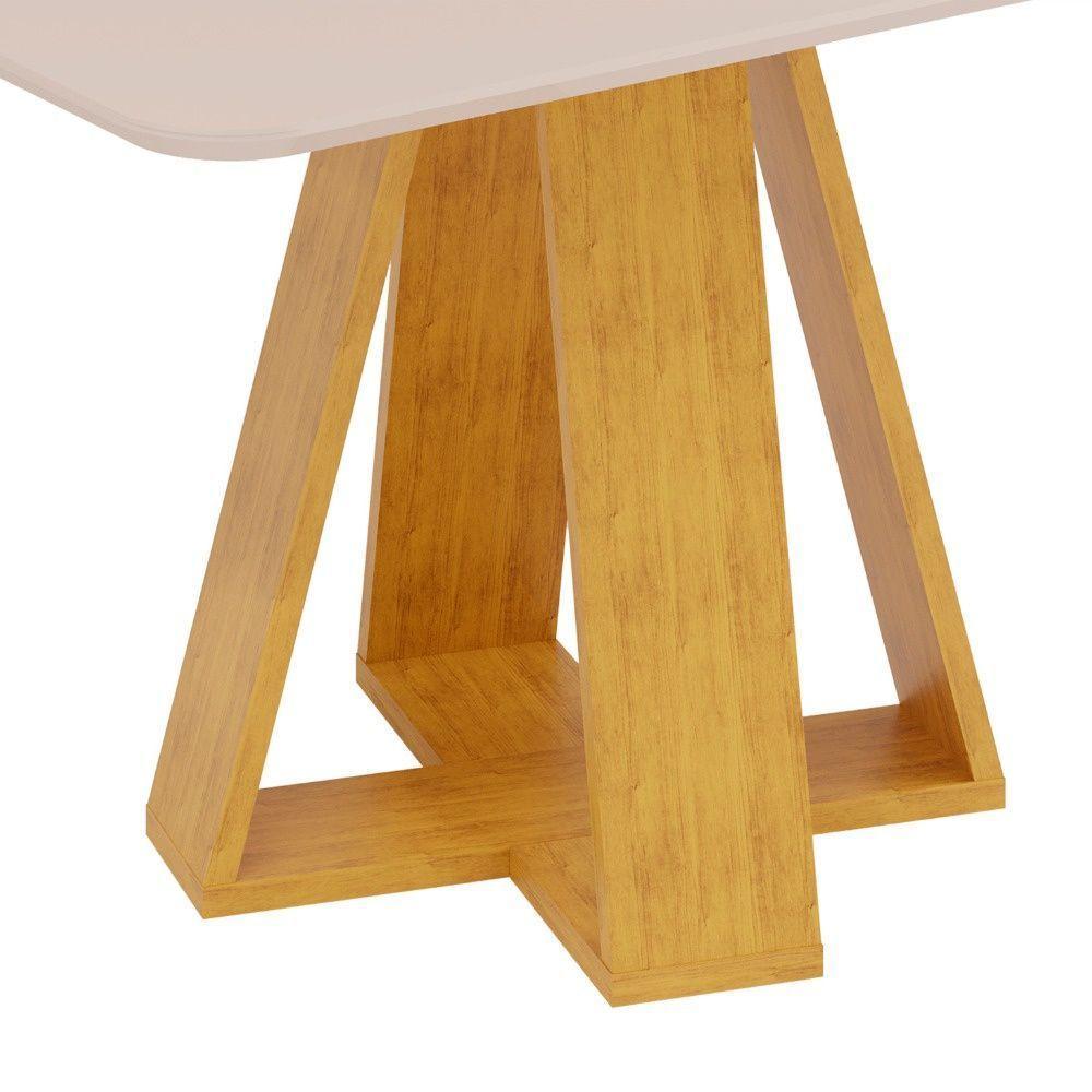 Mesa De Jantar Tampo Retangular Chanfrado Curvo Mad/vid 120 X 90cm Kiara Cedro Off White- Mabe Magazine - 3