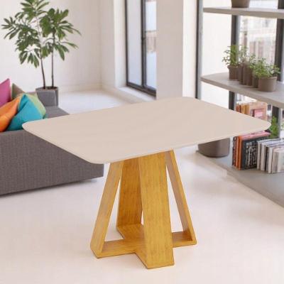 Mesa De Jantar Tampo Retangular Chanfrado Curvo Mad/vid 120 X 90cm Kiara Cedro Off White- Mabe Magazine