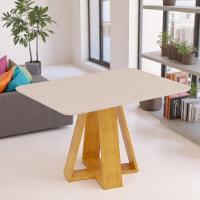 Mesa De Jantar Tampo Retangular Chanfrado Curvo Mad/vid 120 X 90cm Kiara Cedro Off White- Mabe Magazine - 1