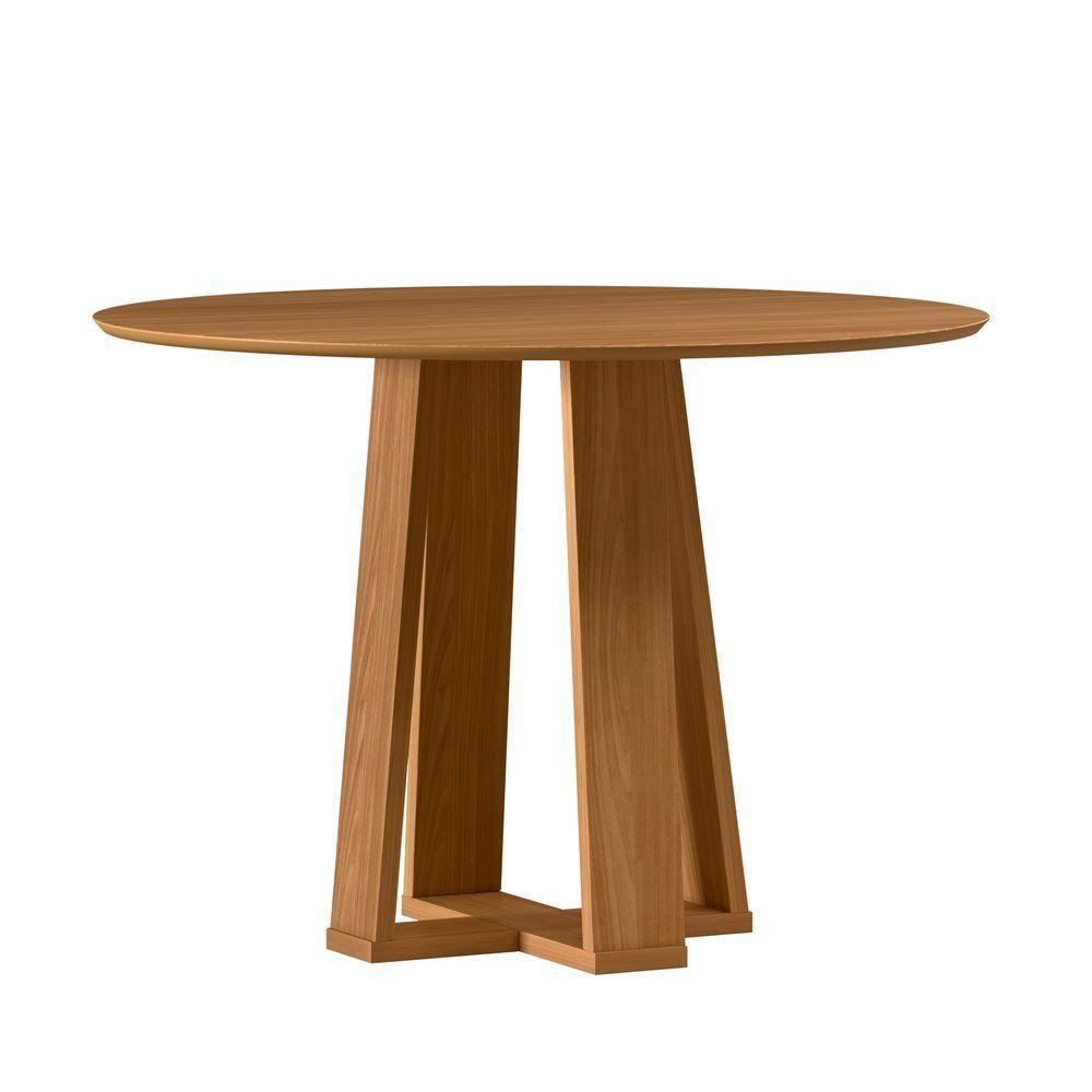 Mesa De Jantar Para 4 Lugares 1,00m Tampo Redondo Em Mdf Isabela Ypê - New Ceval - 1