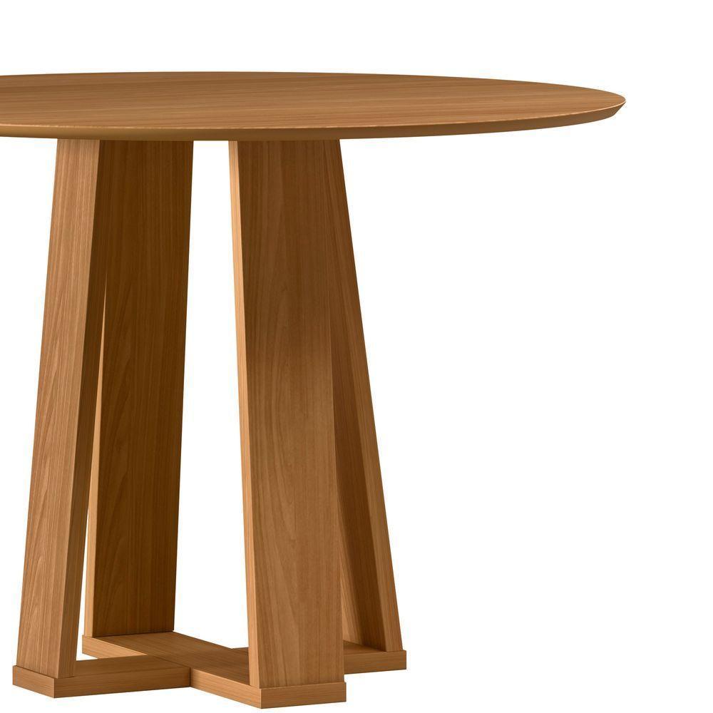 Mesa De Jantar Para 4 Lugares 1,00m Tampo Redondo Em Mdf Isabela Ypê - New Ceval - 2