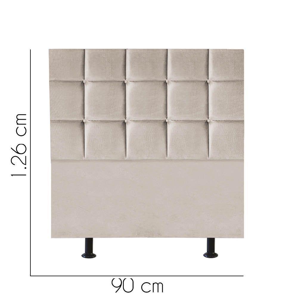Cabeceira Estofada Cama Box Solteiro 90cm Espanha Suede Bege- Mabe Magazine - 2
