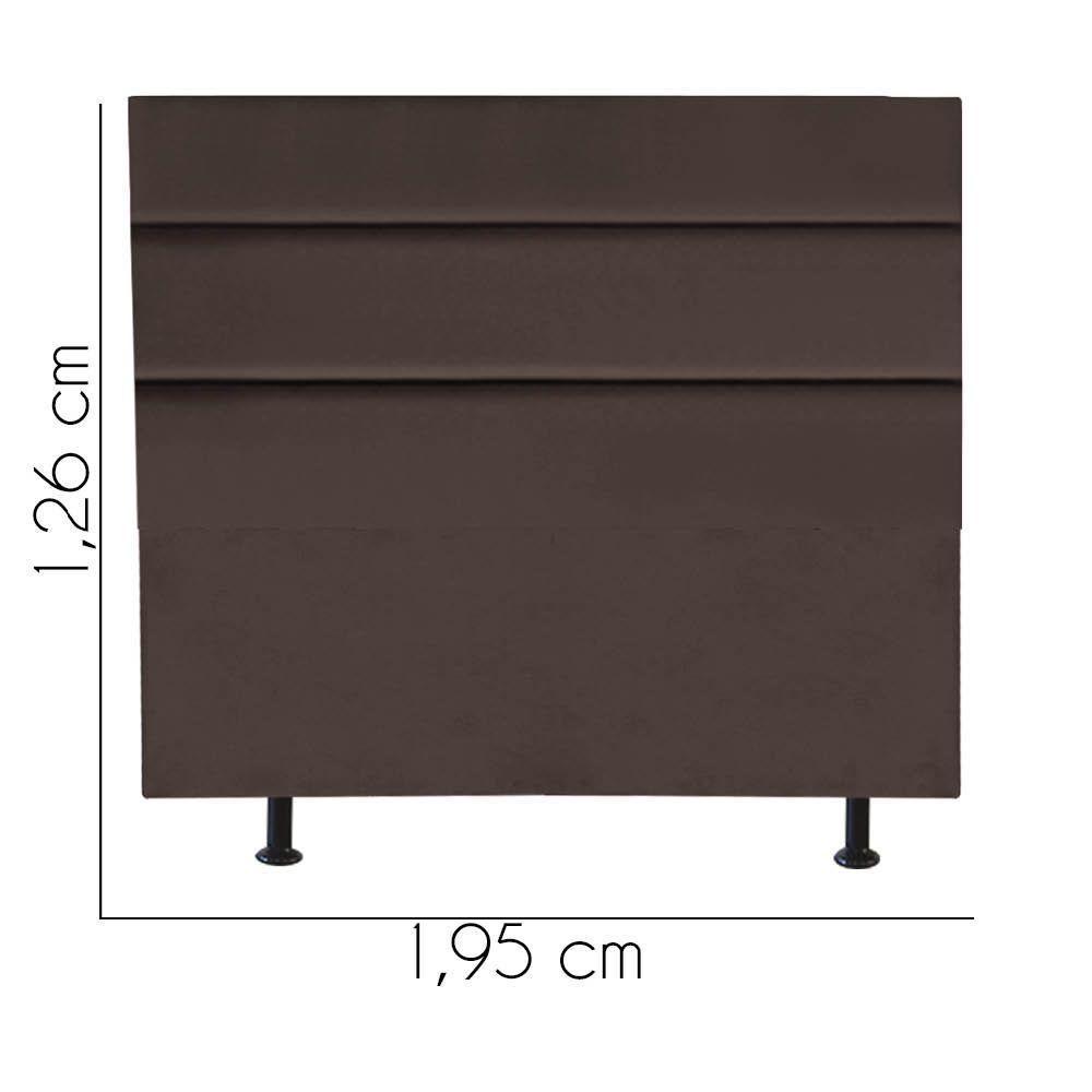 Cabeceira Estofada Cama Box King 195cm Argentina Suede Marrom- Mabe Magazine - 3