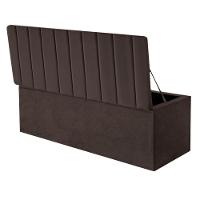 Calçadeira Baú Recamier Estofada Cama De Casal 140cm Carla Suede Marrom- Mabe Magazine - 2