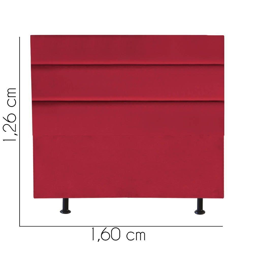 Cabeceira Estofada Cama Box Queen 160cm Argentina Corino Vermelho- Mabe Magazine - 3